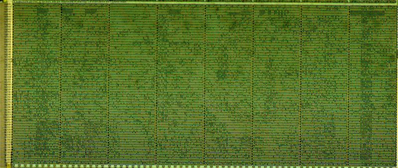 delayered ROM with visible programing interconnections 